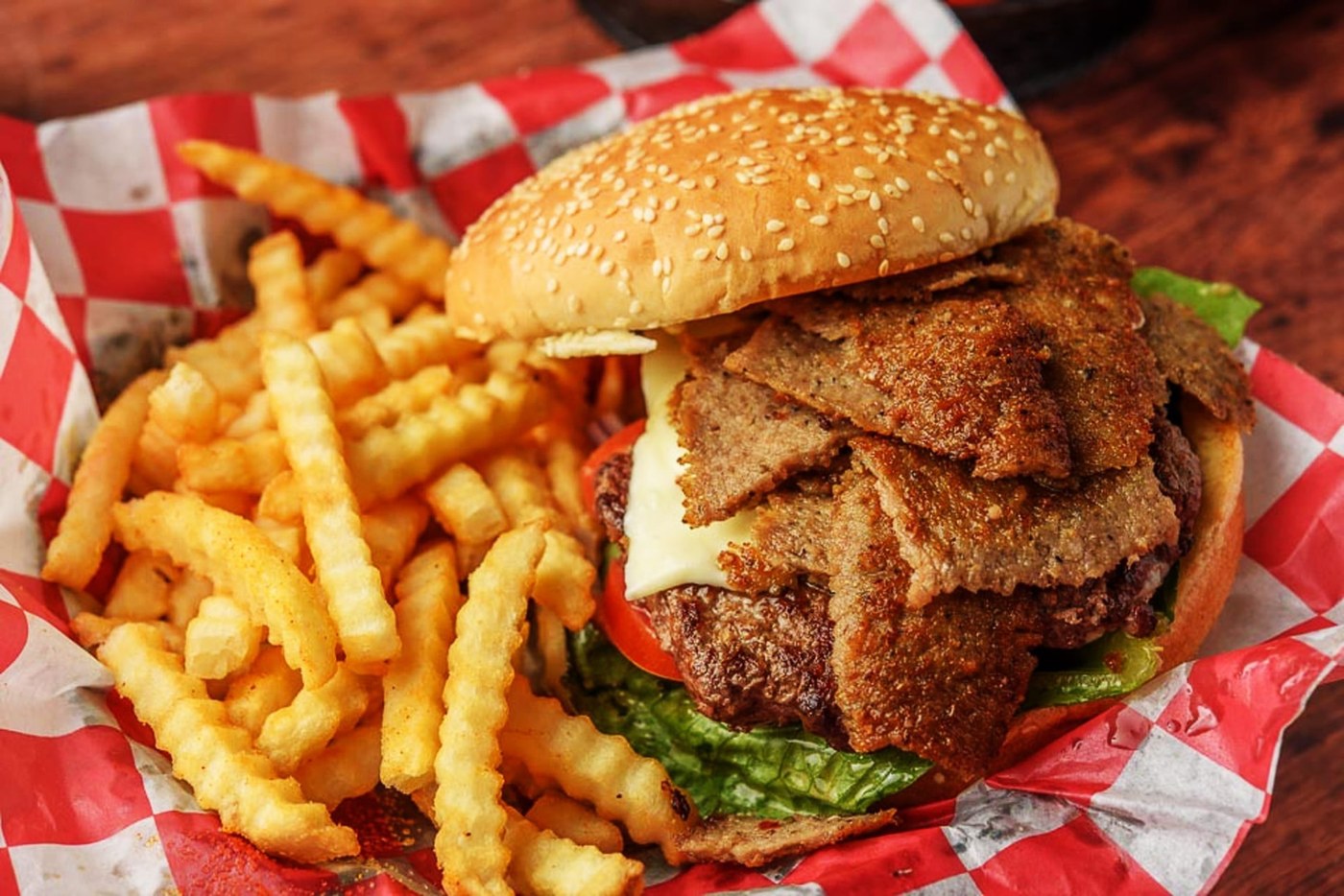 Gyro burger with fries